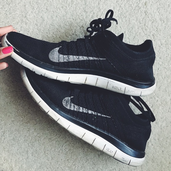 Nike Shoes - Nike WMNS Free Flyknit 4.0 Black & White, Sz 9.5